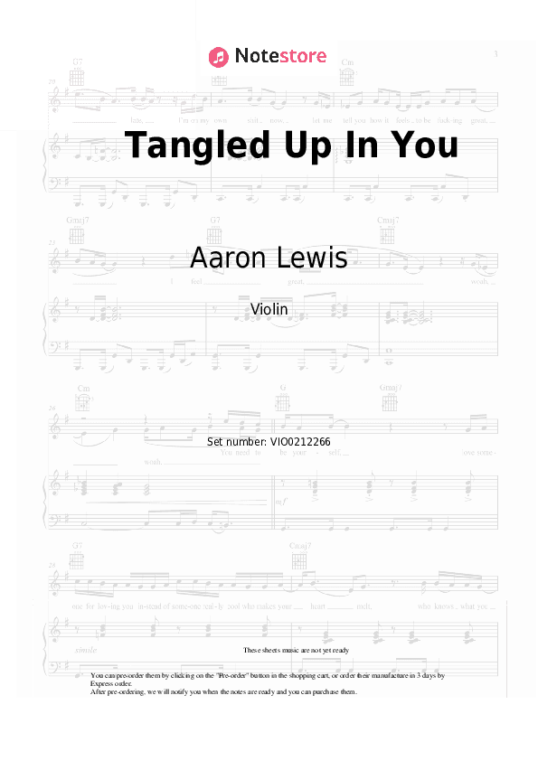 Tangled Up In You - Aaron Lewis Violin Sheet Music - Violin
