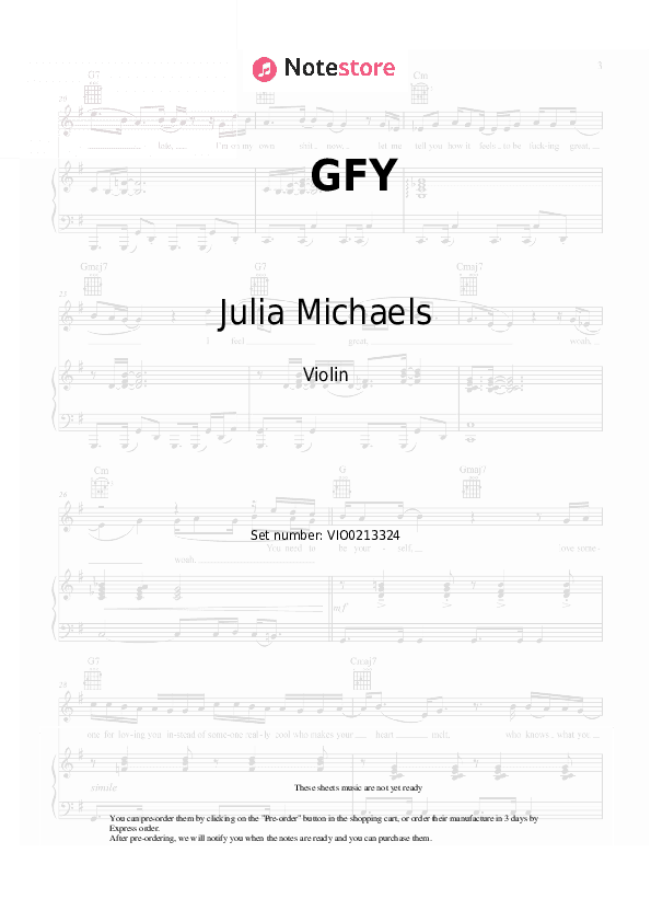 GFY - Julia Michaels Violin Sheet Music - Violin
