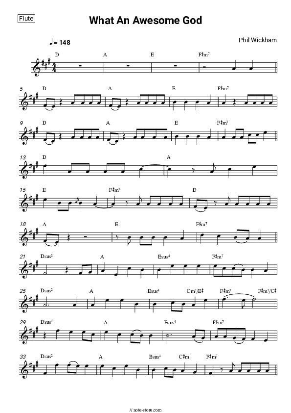 What An Awesome God - Phil Wickham Flute Sheet Music - Flute