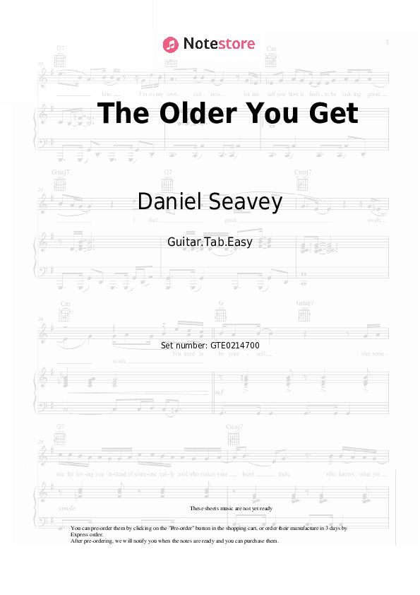The Older You Get - Daniel Seavey Tabs Easy - Guitar.Tab.Easy