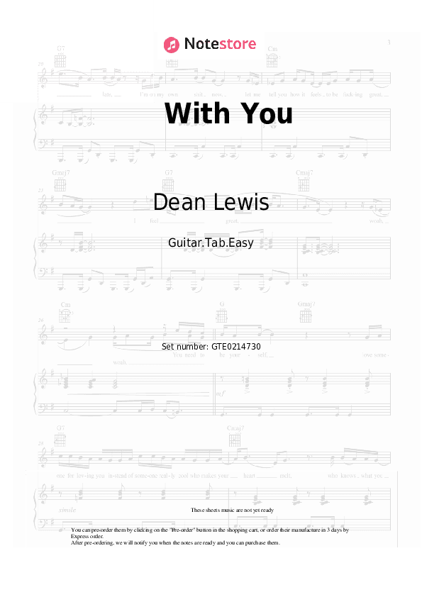 With You - Dean Lewis Tabs Easy - Guitar.Tab.Easy