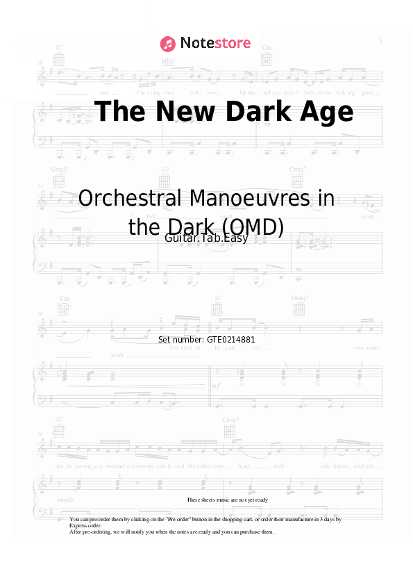 The New Dark Age - Orchestral Manoeuvres in the Dark (OMD) Tabs Easy - Guitar.Tab.Easy