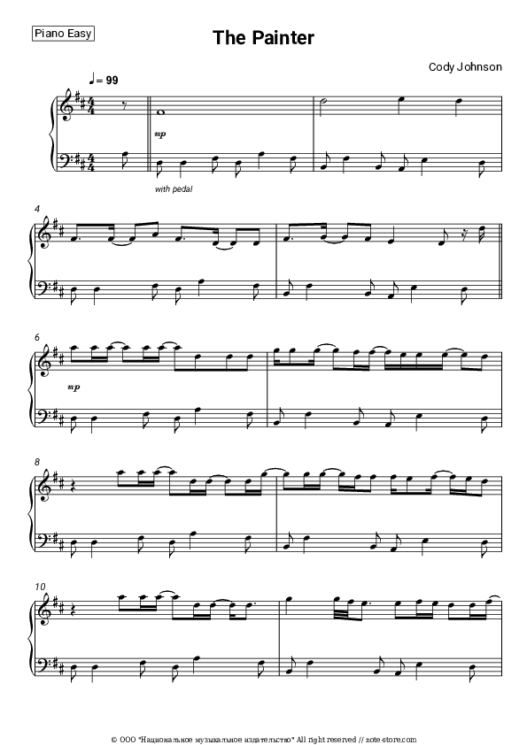 The Painter - Cody Johnson Piano Sheet Music Easy - Piano.Easy