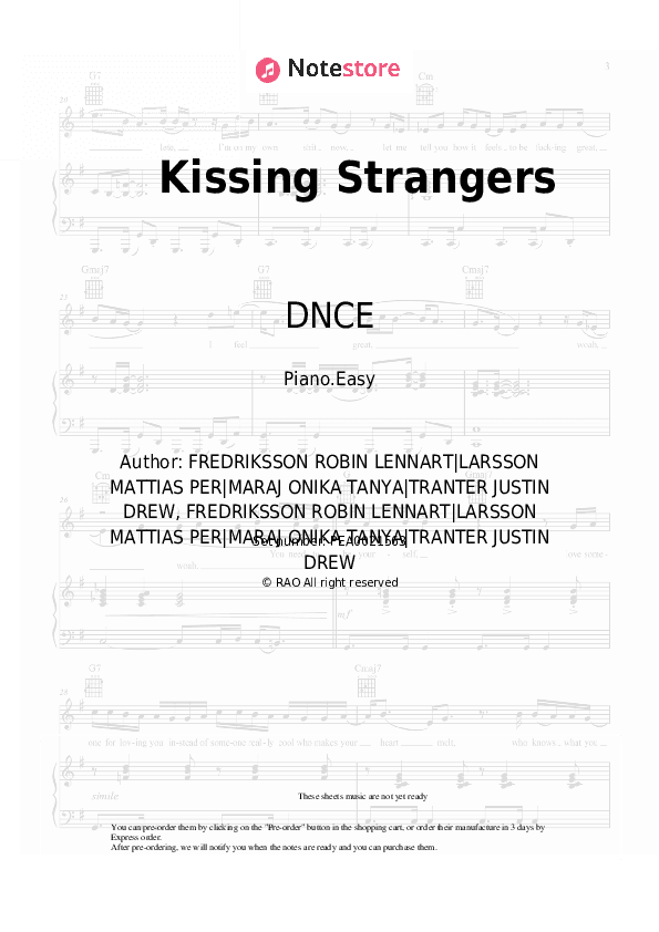 Kissing Strangers - DNCE, Nicki Minaj Piano Sheet Music Easy - Piano.Easy
