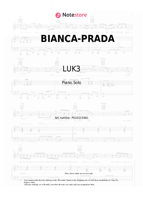 BIANCA-PRADA - LUK3 Piano Sheet Music - Piano.Solo