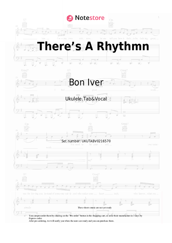 There’s A Rhythmn - Bon Iver Sheet Music - Ukulele.Tab&Vocal
