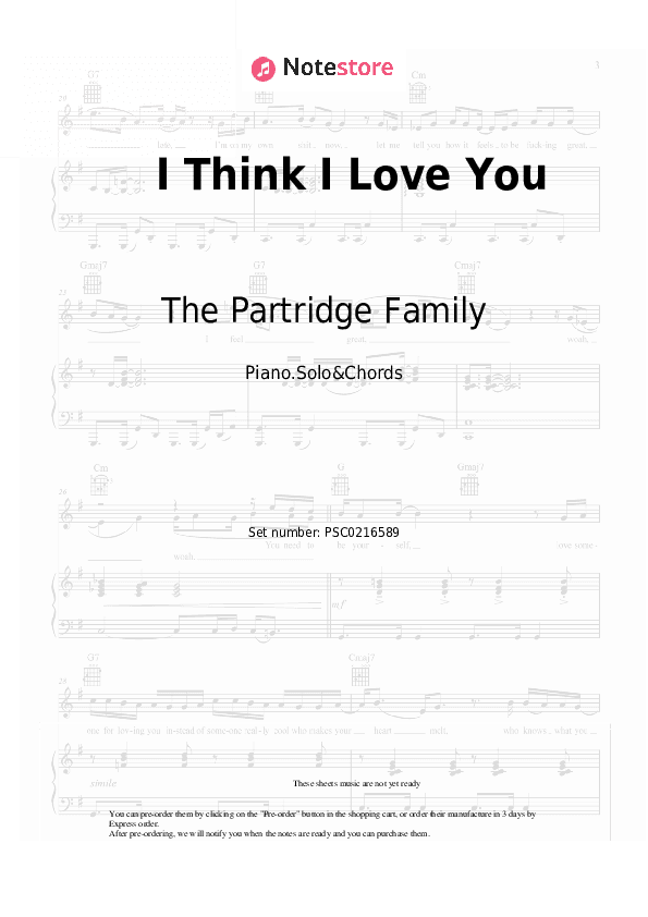I Think I Love You - The Partridge Family Piano Sheet Music and Chords - Piano.Solo&Chords