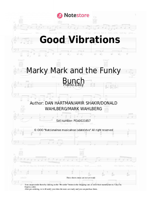 Good Vibrations - Marky Mark and the Funky Bunch Piano Sheet Music Easy - Piano.Easy