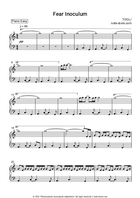 Fear Inoculum - Tool Piano Sheet Music Easy - Piano.Easy
