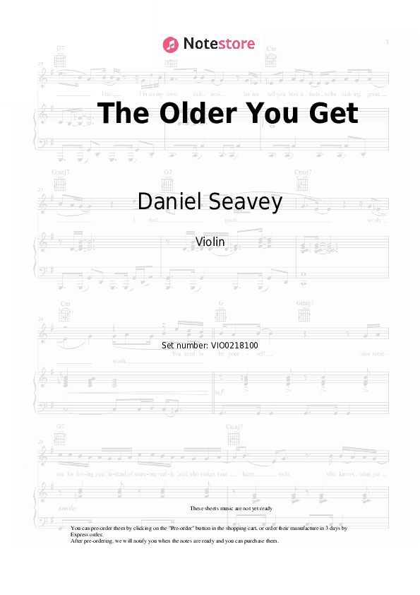 The Older You Get - Daniel Seavey Violin Sheet Music - Violin