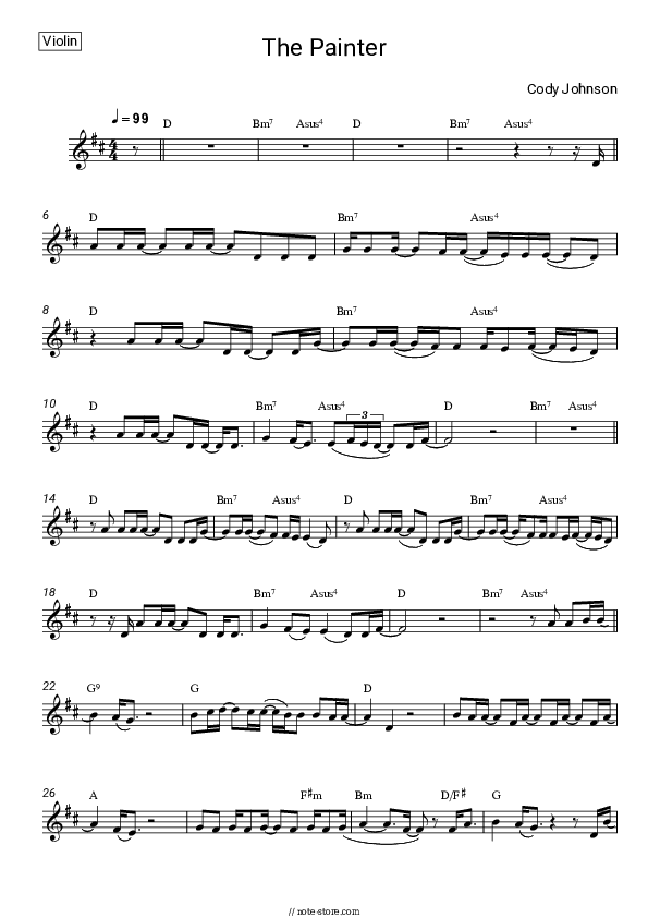 The Painter - Cody Johnson Vocal Sheet Music - Vocal