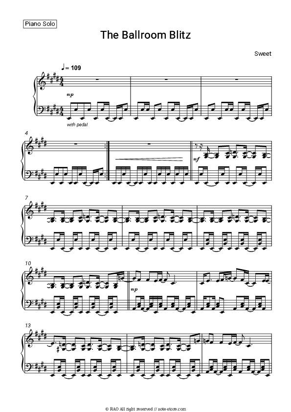The Ballroom Blitz - Sweet Piano Sheet Music - Piano.Solo