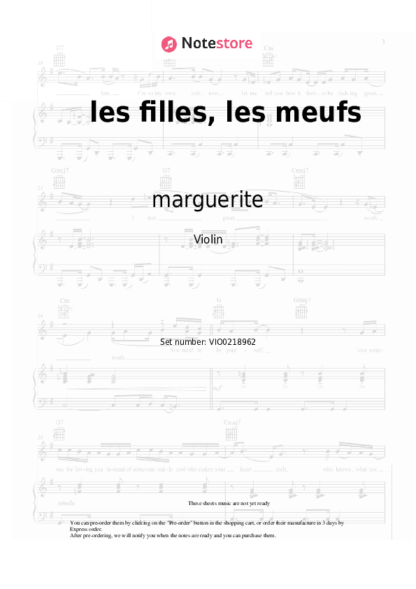 les filles, les meufs - marguerite Violin Sheet Music - Violin
