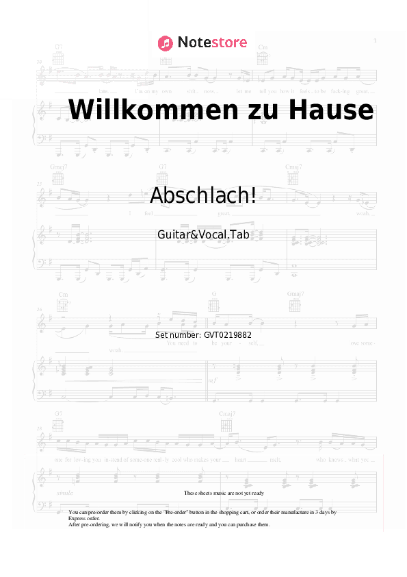 Willkommen zu Hause - Abschlach! Chords and Voice - Guitar&Vocal.Tab
