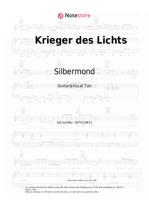 Krieger des Lichts - Silbermond Chords and Voice - Guitar&Vocal.Tab