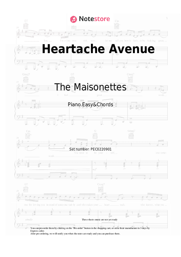 Heartache Avenue - The Maisonettes Sheet Music Easy and Chords - Piano.Easy&Chords