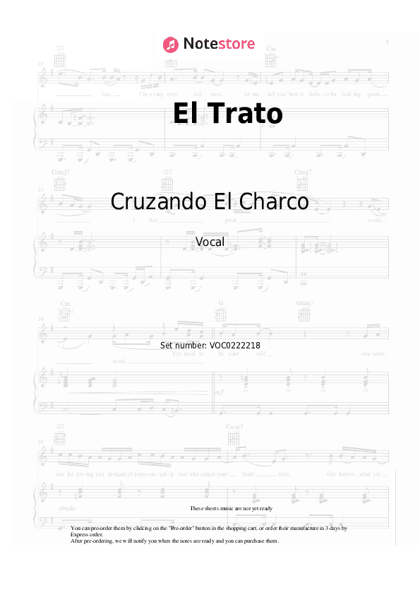 El Trato - Cruzando El Charco, Coti Vocal Sheet Music - Vocal