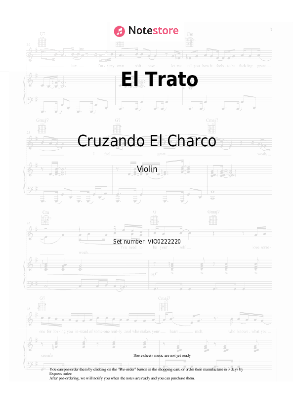 El Trato - Cruzando El Charco, Coti Violin Sheet Music - Violin