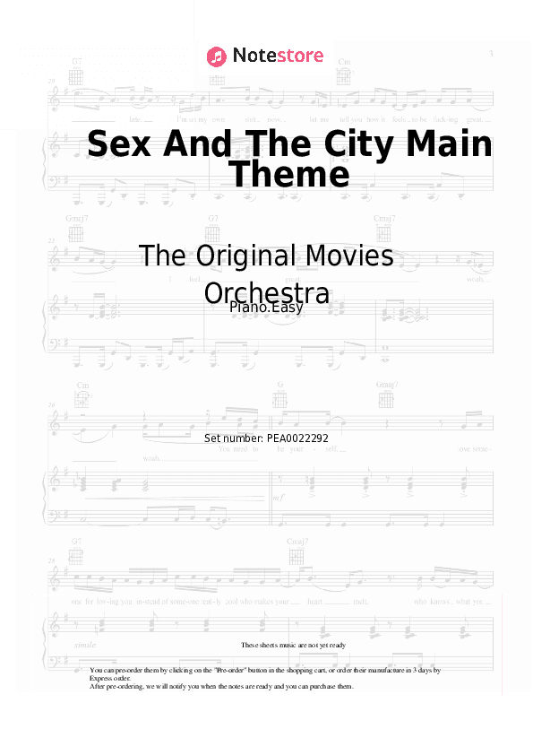 Sex And The City Main Theme - The Original Movies Orchestra Piano Sheet Music Easy - Piano.Easy