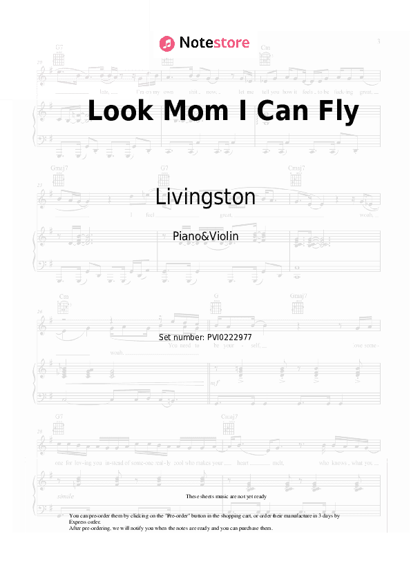 Look Mom I Can Fly - Livingston Piano Sheet Music and Violin - Piano&Violin