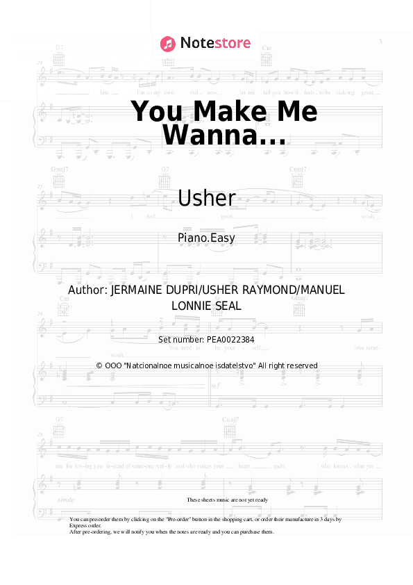 You Make Me Wanna... - Usher Piano Sheet Music Easy - Piano.Easy