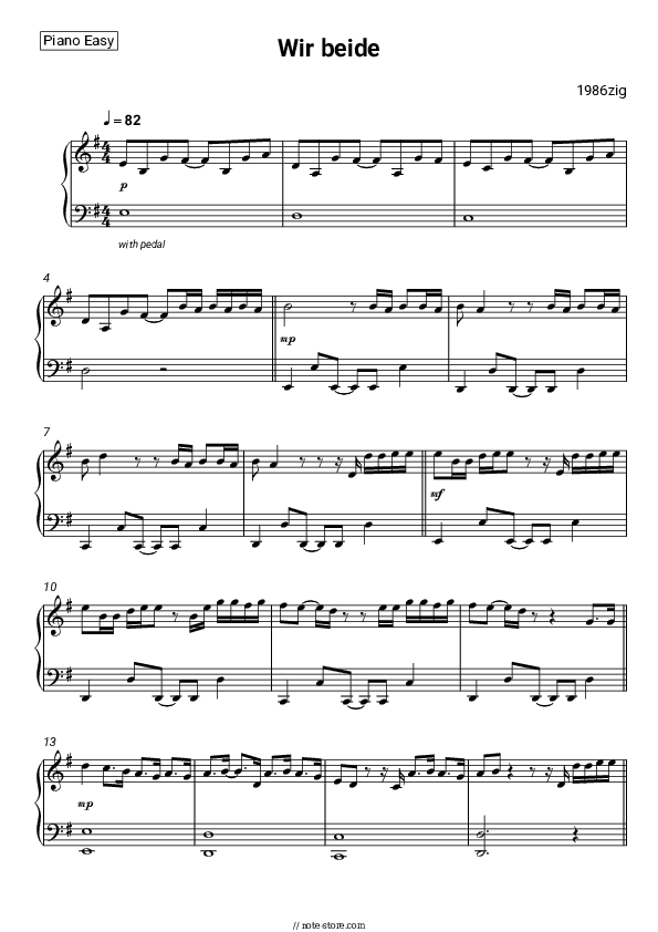 Wir beide - 1986zig Piano Sheet Music Easy - Piano.Easy
