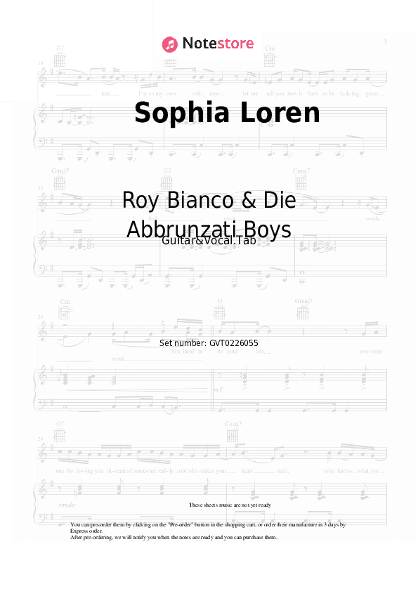 Sophia Loren - Roy Bianco & Die Abbrunzati Boys Chords and Voice - Guitar&Vocal.Tab