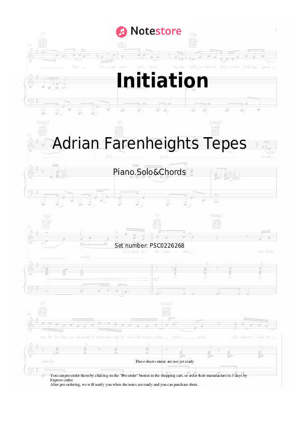 Initiation - Adrian Farenheights Tepes Piano Sheet Music and Chords - Piano.Solo&Chords