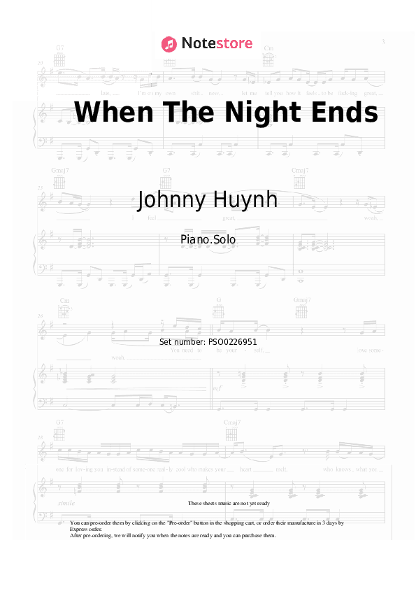 When The Night Ends - Johnny Huynh Piano Sheet Music - Piano.Solo