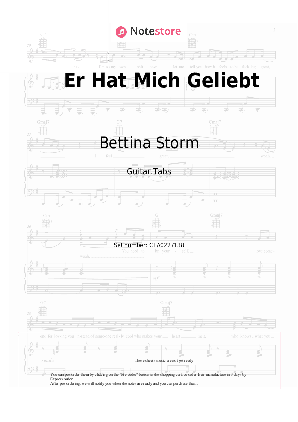 Er Hat Mich Geliebt - Bettina Storm Tabs - Guitar.Tabs