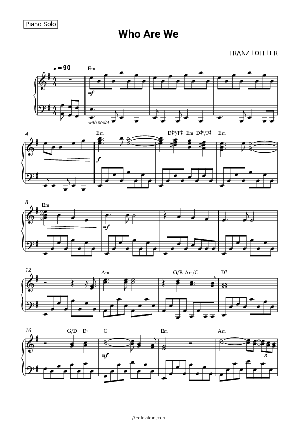 Who Are We - Franz Löffler, The Otto Sieben Orchestra Piano Sheet Music - Piano.Solo