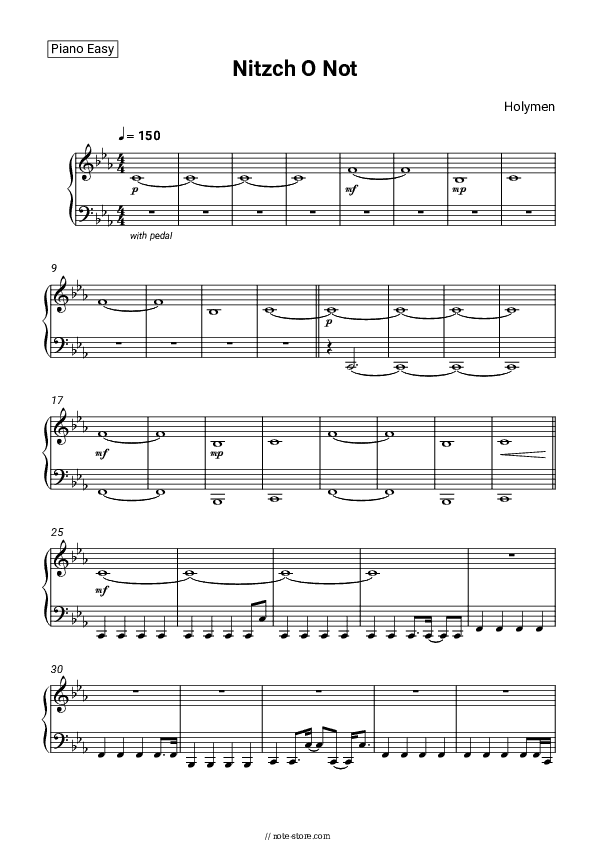 Nitzch O Not - Holymen Piano Sheet Music Easy - Piano.Easy