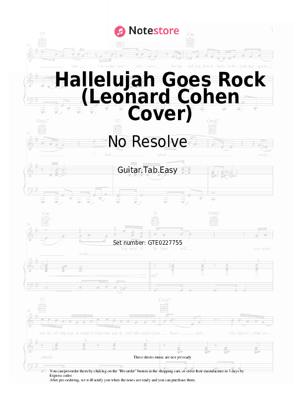 Hallelujah Goes Rock (Leonard Cohen Cover) - No Resolve Tabs Easy - Guitar.Tab.Easy