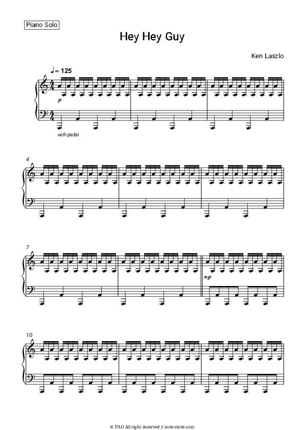 Hey Hey Guy - Ken Laszlo Piano Sheet Music - Piano.Solo