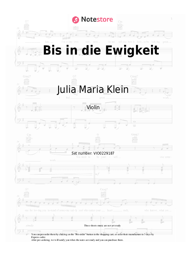 Bis in die Ewigkeit - Julia Maria Klein Violin Sheet Music - Violin