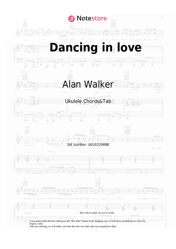 Dancing in love - Alan Walker, MEEK Ukulele Sheet Music - Ukulele.Chords&Tab