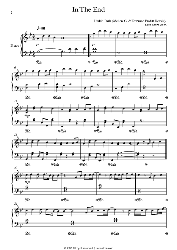 In the End - Tommee Profitt, Fleurie, Jung Youth Piano Sheet Music Easy - Piano.Easy