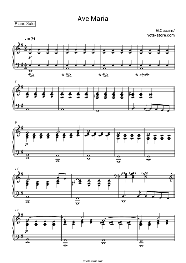 Ave Maria - Giulio Caccini, Vladimir Vavilov Piano Sheet Music - Piano.Solo