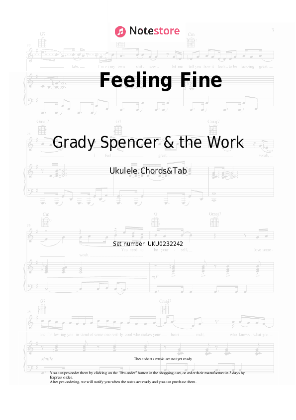 Feeling Fine - Grady Spencer & the Work Ukulele Sheet Music - Ukulele.Chords&Tab