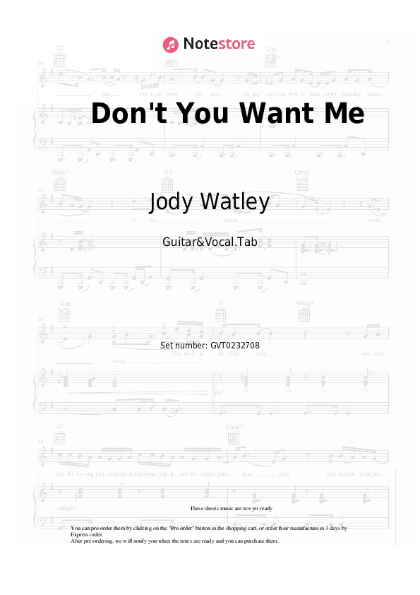 Don't You Want Me - Jody Watley Chords and Voice - Guitar&Vocal.Tab