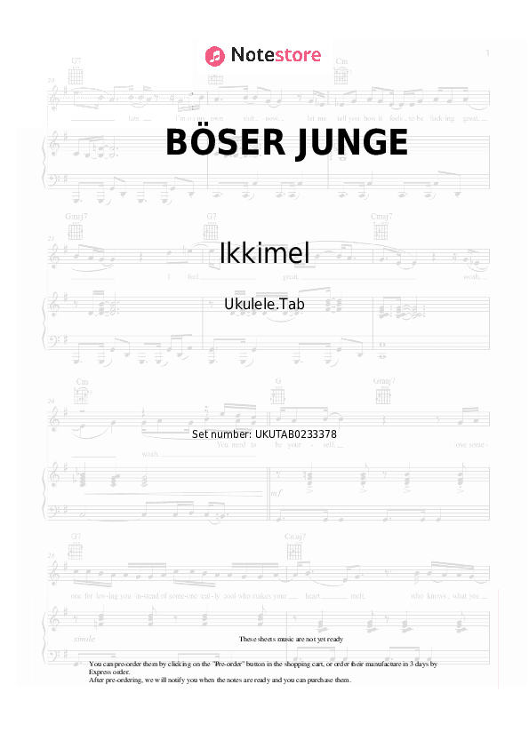 BÖSER JUNGE - Ikkimel Sheet Music - Ukulele.Tab