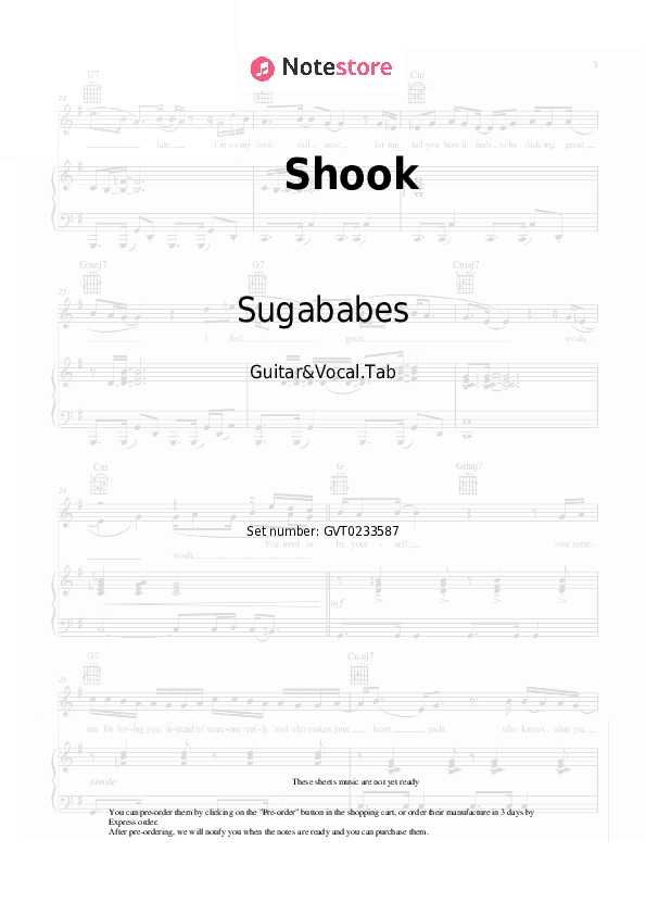 Shook - Sugababes Chords and Voice - Guitar&Vocal.Tab
