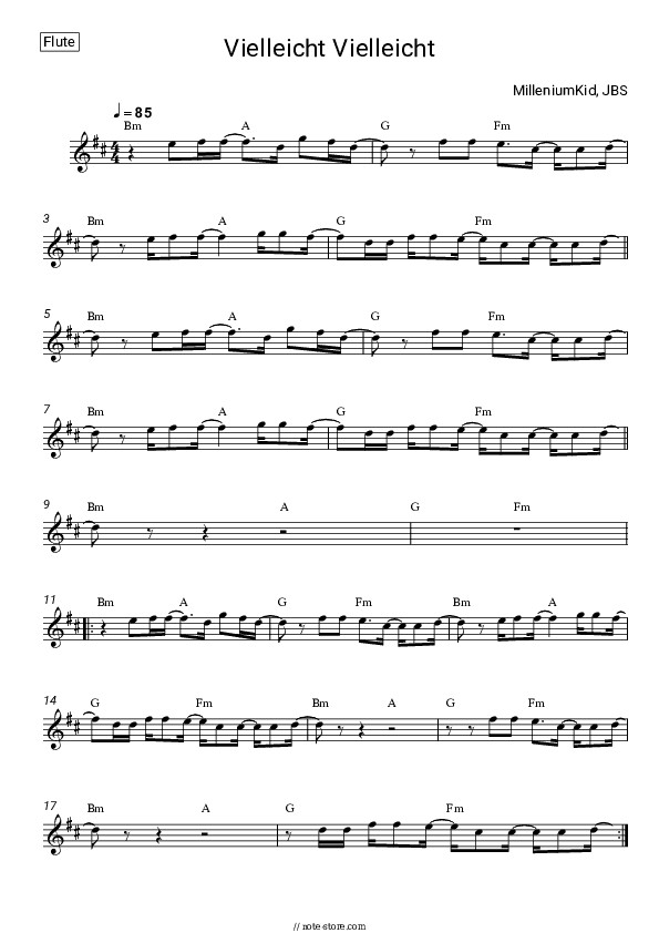 Vielleicht Vielleicht - MilleniumKid, JBS Flute Sheet Music - Flute