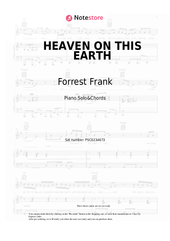 HEAVEN ON THIS EARTH - Forrest Frank, Torey D’Shaun Piano Sheet Music and Chords - Piano.Solo&Chords
