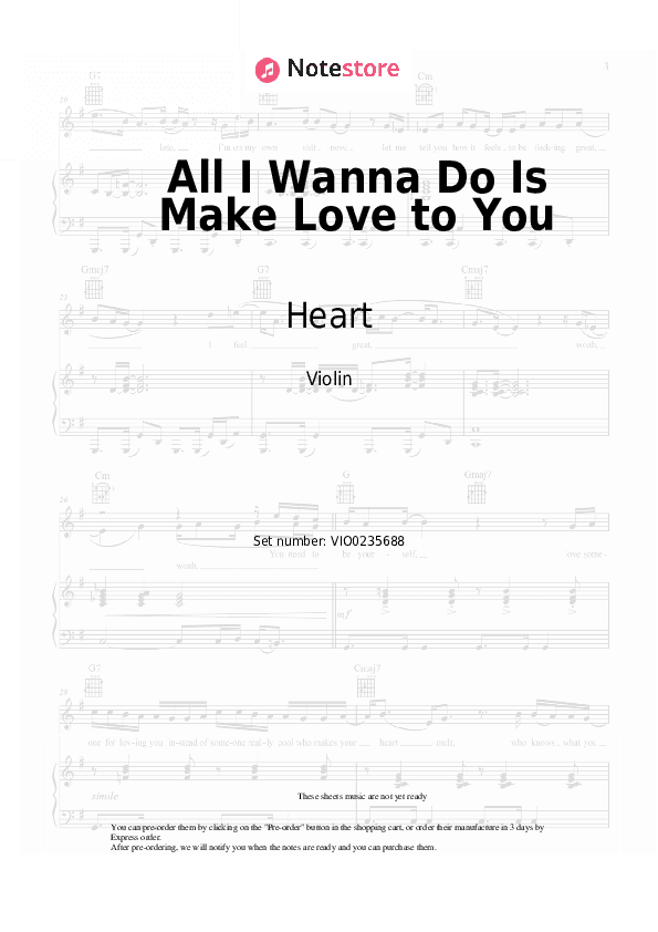 All I Wanna Do Is Make Love to You - Heart Violin Sheet Music - Violin
