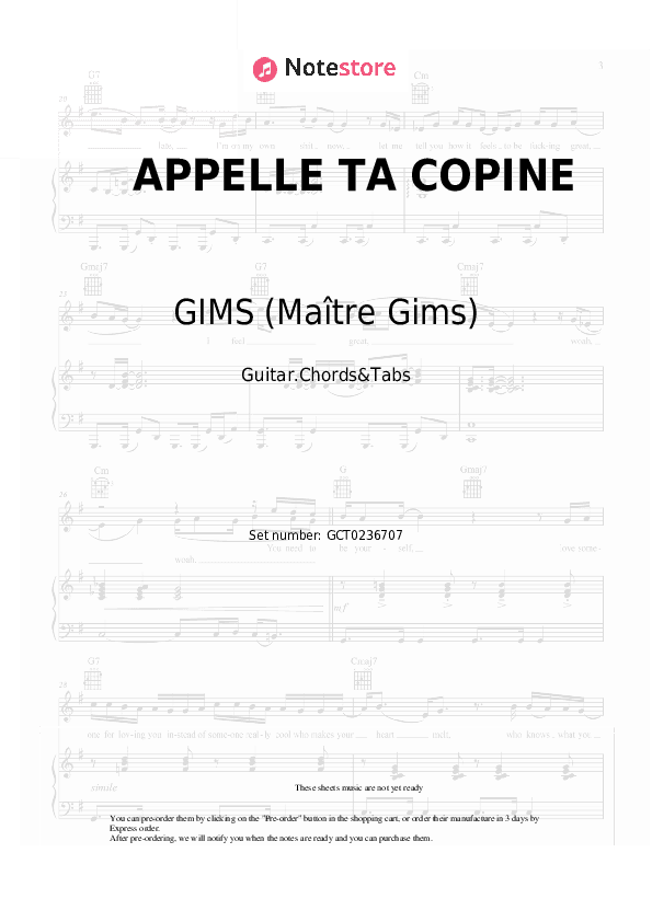 APPELLE TA COPINE - GIMS (Maître Gims) Chords and Tabs - Guitar.Chords&Tabs