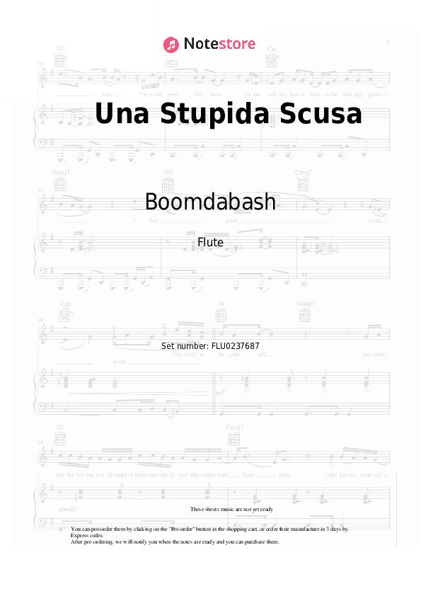 Una Stupida Scusa - Boomdabash, Loredana Bertè Flute Sheet Music - Flute