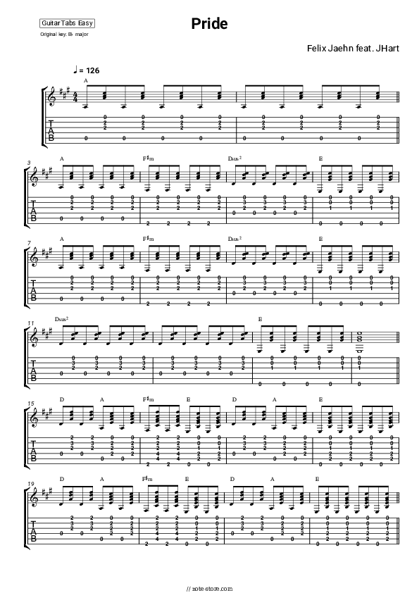 PRIDE - Felix Jaehn, Jhart Tabs Easy - Guitar.Tab.Easy