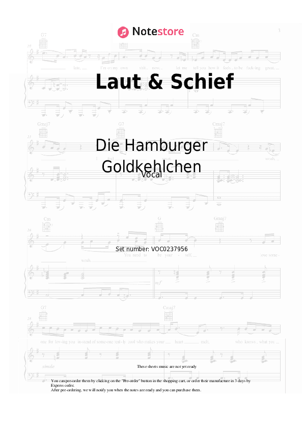 Laut & Schief - Die Hamburger Goldkehlchen Vocal Sheet Music - Vocal