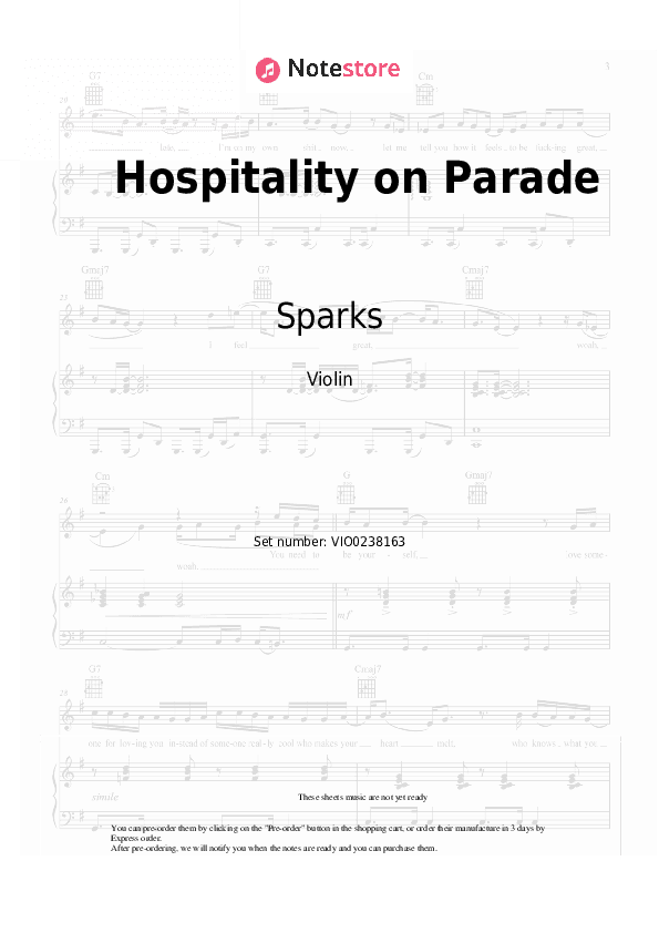 Hospitality on Parade - Sparks Violin Sheet Music - Violin